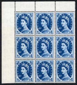 SG527 10d Prussian Blue Wmk Tudor U/M Corner Marginal Block 9