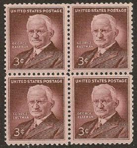 US 1062 George Eastman 3c block 4 MNH 1954