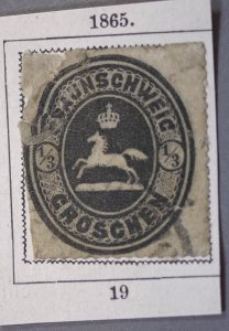 German States Brunswick #23 1/3 Groschen On Album Page w/ Faults Cancelled