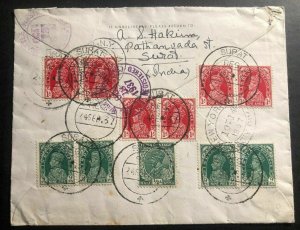 1937 Surat India Dollar Steamship Registered Cover To Seattle WA USA