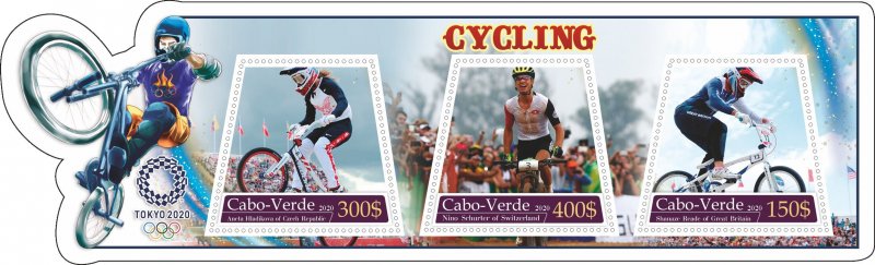 Stamps. Olympic Games Tokyo 2020 year Cycling, 1+1 sheets  perforated NEW