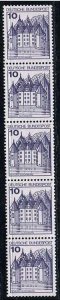 Germany 1977-82,Sc.#1231-41, 1240A MNH strip of 5 all with number on the back