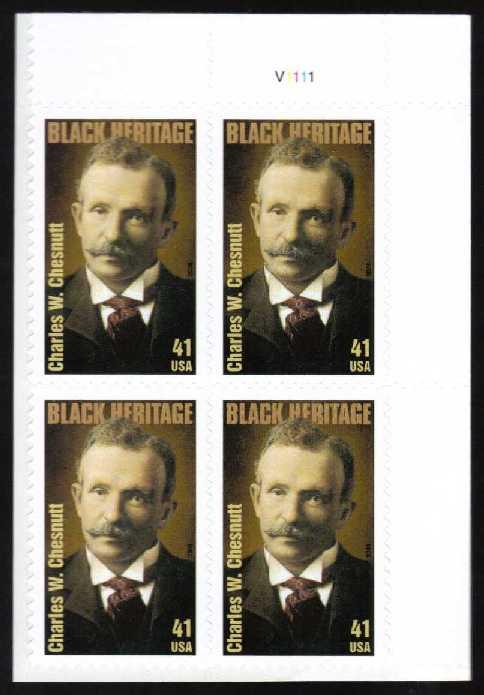 US #4222 Charles W. Chesnutt P# Block of 4; MNH