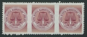 CANADA REVENUE NSL1b MINT HALIFAX BARRISTERS SOCIETY STAMP IMPERF STRIP OF 3