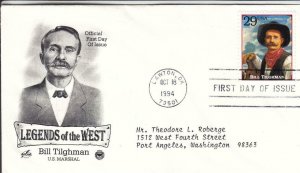 1994, Legends of the West-Bill Tilghman, Artcraft/PCS, FDC (D15532)