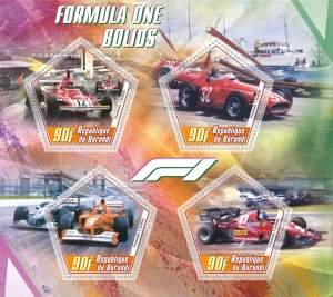 Stamps.Cars Formula 1 2020 year 1+1 sheets perforated Burundi