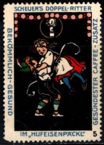 Vintage Germany Poster Stamp Scheuer's Double Knight Healthiest Coffee A...