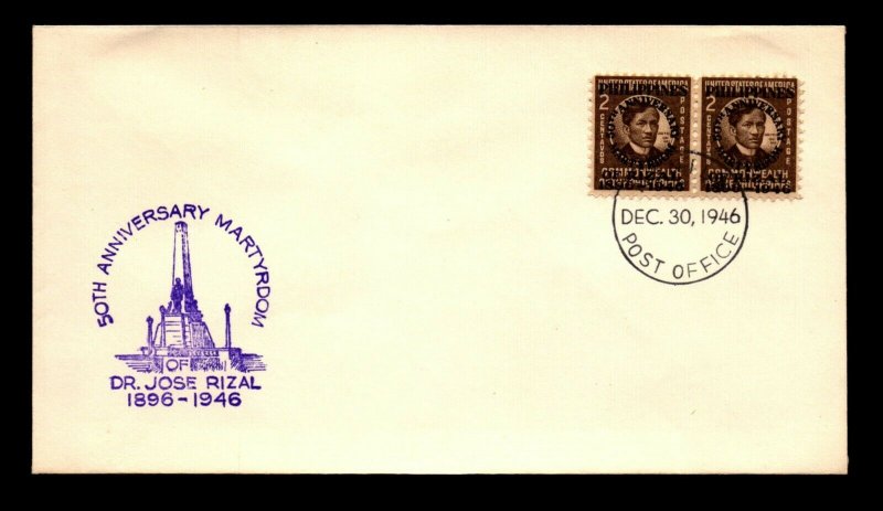 Philippines 1946 50th Anniversary Martyrdom Cover - L22586