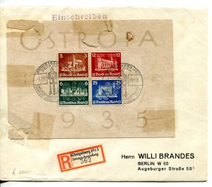 Germany 1935 Mi Block 3 OSTROPA  Sheet  Registered Cover Berlin RARE  7331