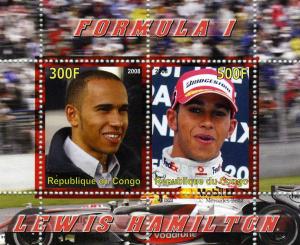 Congo Rep. 2008 Formula 1 LEWIS HAMILTON s/s Perforated Mint (NH)