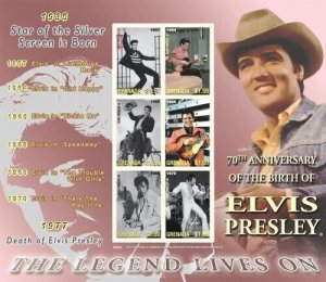 Grenada 2005 - Elvis Presley - Sheet Of 6 Stamps - Scott #3503 - MNH