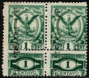 1904-1905 Mexico Revenue 1 Centavo Hidalgo del Parral General Tax Duty Pair MNH