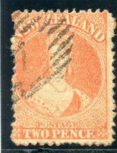 New Zealand 1872 QV 2d vermilion very fine used. SG 138. Sc 48.