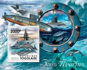 TOGO 2011 SHEET DOLPHINS MARINE LIFE SUBMARINES tg11611b