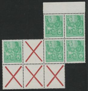 Germany DDR Scott # 330 (5), 4x label X, mint nh, se-tenant, part Hz4