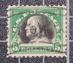 Scott 524 - $5.00 Franklin - Used - Nice Stamp - SCV - $40.00