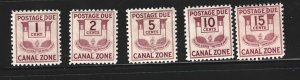 Canal Zone Scott #J25 - J29 Mint Complete Set Postage Dues 2021 CV $4.95