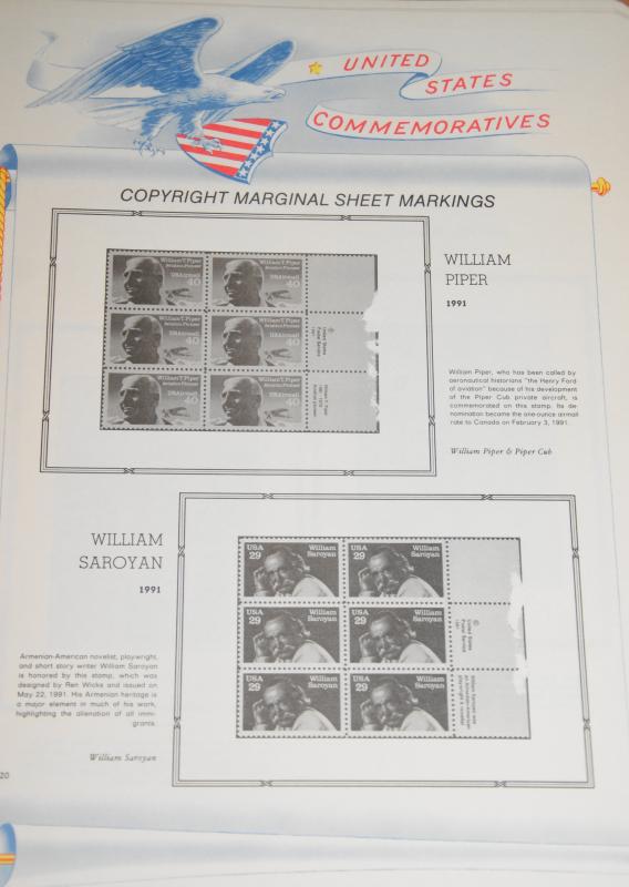 1991 Lightly Used White Ace US Commemorative Copyright Blocks Supplement COB-14
