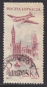 Poland C46 Airplane Over Gdansk 1958