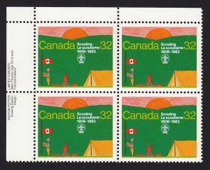 HISTORY = SCOUTS, JAMBOREE = Canada 1983 #993 MNH UL BLOCK OF 4