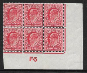 M5(1) 1d Scarlet EDVII De La Rue control F6 Imperf UNMOUNTED MINT