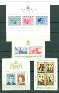 LIECHTENSTEIN LOT f (4) SOUV. SHEETS MNH...