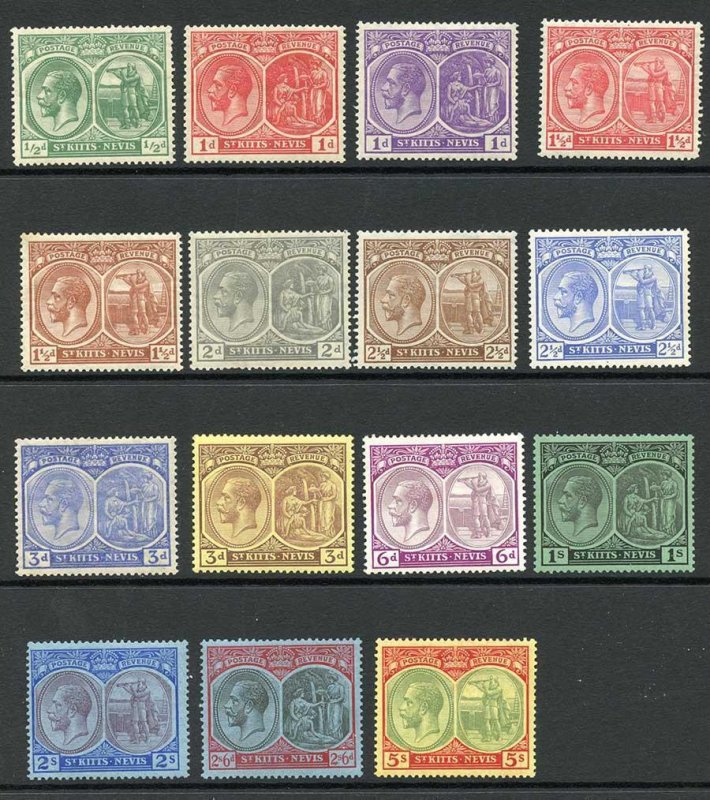 St Kitts and Nevis SG37/47c Wmk Script set (only 2 x 2 1/2d) M/M Cat 130 pounds 