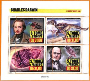 A6661 - SAO TOME & PRINCE, Error, 2020 MISSPERF MINIATURE S: Darwin,...-