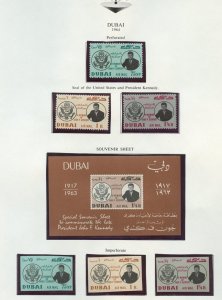 DUBAI 1964 JOHN F.  KENNEDY: SET PERF & IMPERF AND SOUVENIR SHEET MINT NH