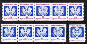 MOstamps - US Group of Mint OG NH Coil Official Mail (10 stamps) - Lot # HS-E793