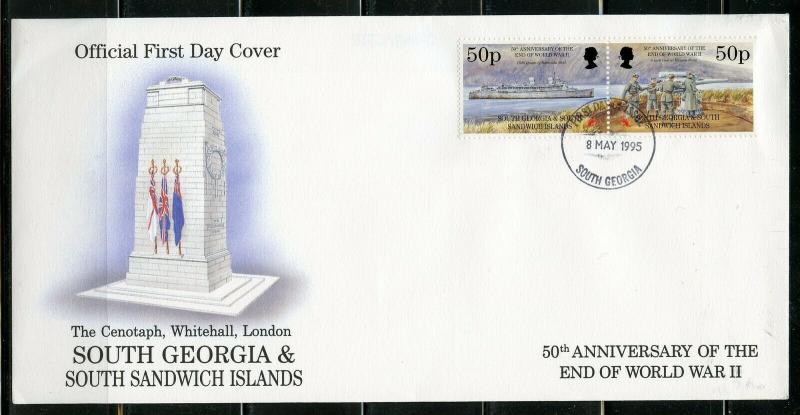 SOUTH GEORGIA1995 50th ANNIVERSARY THE END OF WORLD WAR II  SET  FIRST DAY COVER