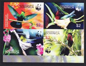 Dominica Birds WWF Caribs Imperf Block of 4 2005 MNH SC#2520 a-d