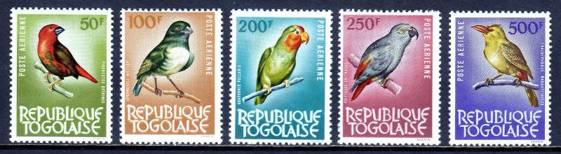 TOGO — SCOTT C36-C40 — 1964-65 BIRDS SET — MNH/MXLH — SCV $66.00
