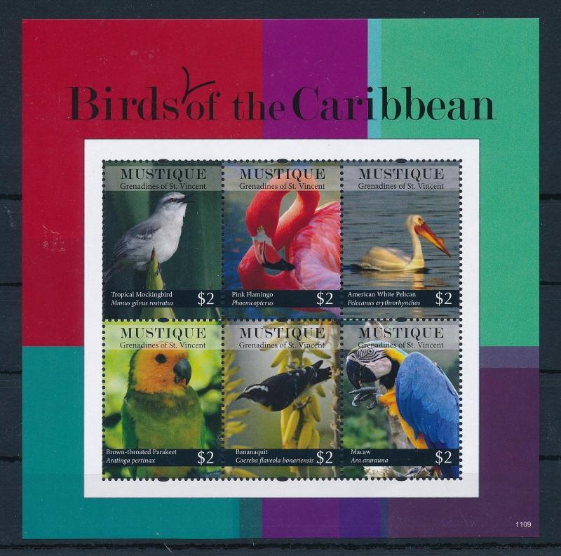 [33107] Mustique St. Vincent 2011 Birds Vögel Oiseaux Ucelli   MNH Sheet