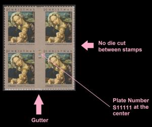 US 4815 Christmas Virgin & Child F cross gutter plate block 4 MNH 2013