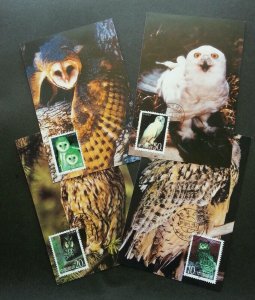 *FREE SHIP China Owls 1995 Bird Of Prey Fauna (maxicard) *concordance Postmark