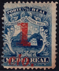 ✔️  COSTA RICA 1881 - OVERPRINT - SC. 8 (*) MNG - $18