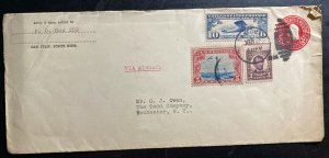 1920 San Juan Puerto Rico USA Airmail Stationery Cover To Rochester NY
