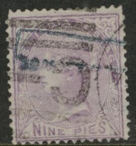 INDIA Scott 32 Used 1874 Nine Pies w  Elephant Head wmk