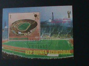 ​EQUARTORIAL GUINEA-1978 WORLD CUP SOCCER-ARGENTINA'78-CTO -IMPERF-S/S VF