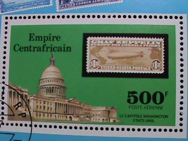 ​CENTRAL AFRICA-1977  ZEPPELIN- STMPS ON STAMPS -CTO S/S-VERY FINE
