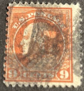 U.S.# 415-USED--SINGLE-NINE CENT/FRANKLIN--SALMON RED---1914(LOTA101)