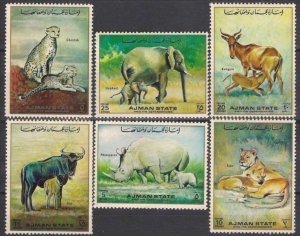 Ajman 1972 WILD ANIMAL FAUNA PRESERVATION set (6v) Perforated Mint (NH)