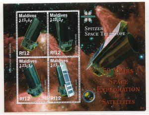 2008 Maldives Sc2957 50 Yrs of Space Exploration: Spitzer Telescope MNH S/S of4
