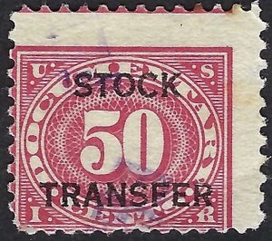 United States #RD9 50¢ Stock Transfer overprint. Carmine rose. Good. Used.