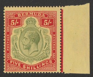 BERMUDA 1918 KGV 5/-, wmk mult crown, variety 'broken crown & scroll'. MNH **.