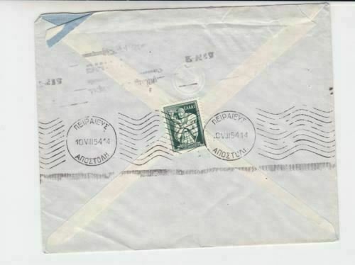 Greece 1954 piraeus credit bank  to bremen germany airmail stamps cover   r19748