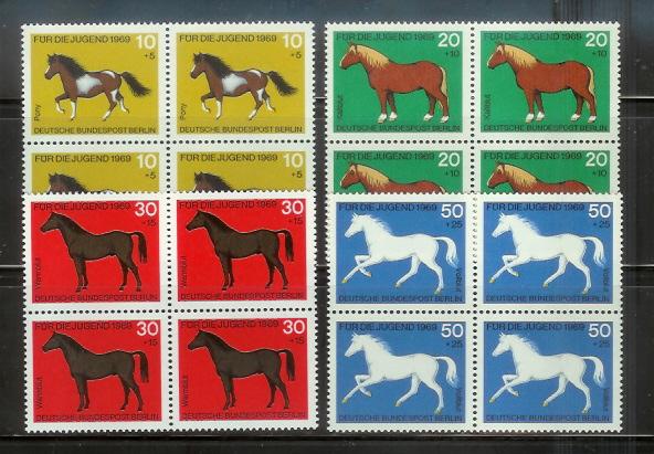 Germany Berlin 9NB61-9NB64 Blocks of 4 Set MNH Horses (A)