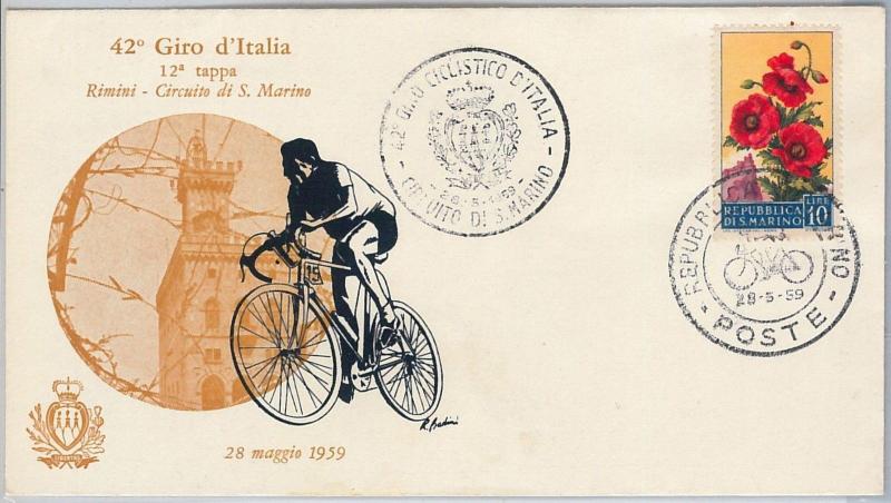 CYCLING - SAN MARINO : Cover with special postmark : GIRO CICLISTICO ITALIA 1959
