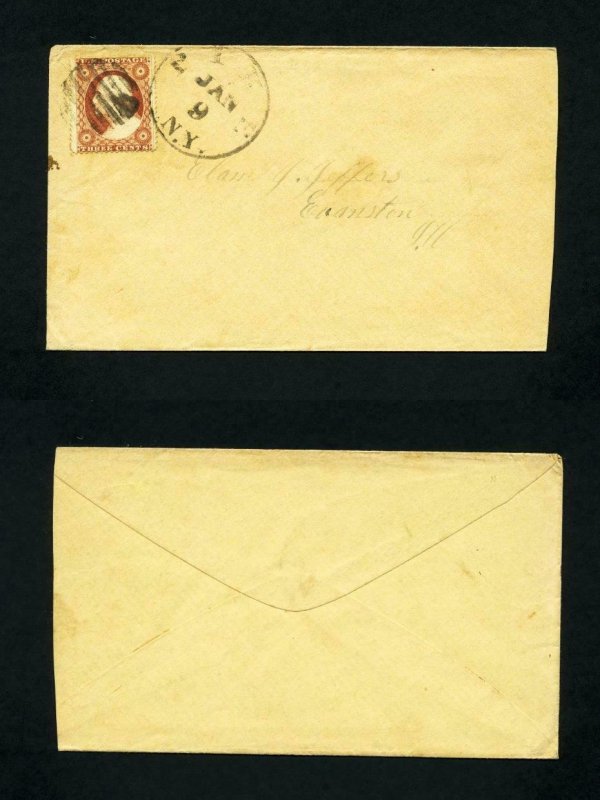 # 26 on cover from Pike, New York to Evanston, Illinois dated 1-9-1850's